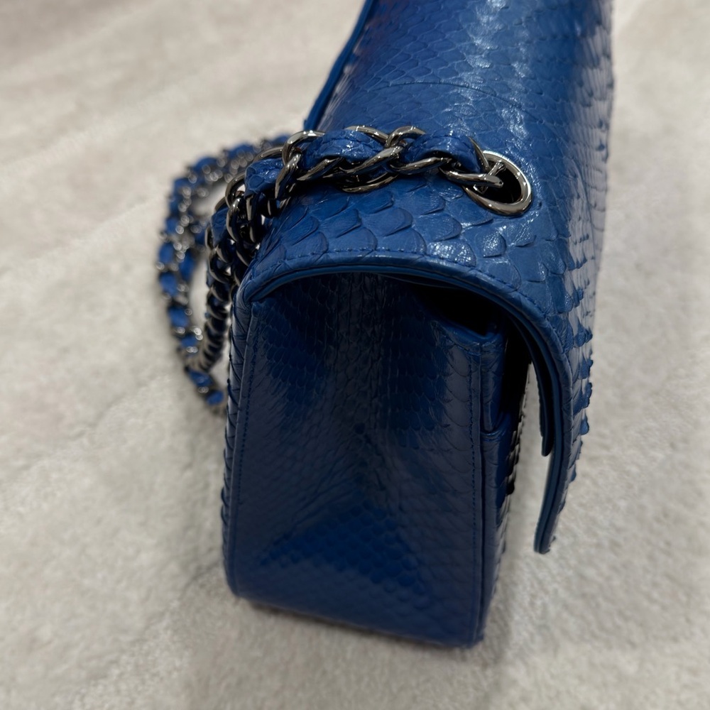 Excellent CHANEL Python Double Jumbo Flap - image 4